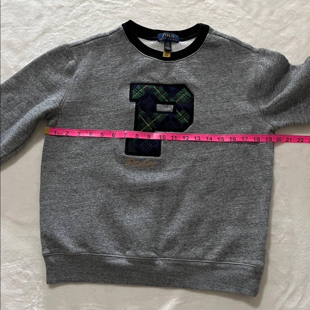 POLO RALPH LAUREN BOYS CREWNECK SWEATSHIRT LARGE (14-16) YOUTH Plaid Patch - Picture 6 of 7